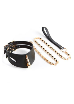 AVAM MOLTEN Leather Collar with Leash (Black) | Avec Amour Lingerie