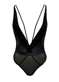 AVAM SHEER Deep V Body (Black) | Avec Amour Sexy Lingerie
