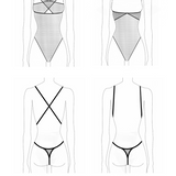 AVAM Sheer Multi Thong Body (Black) | Avec Amour Lingerie