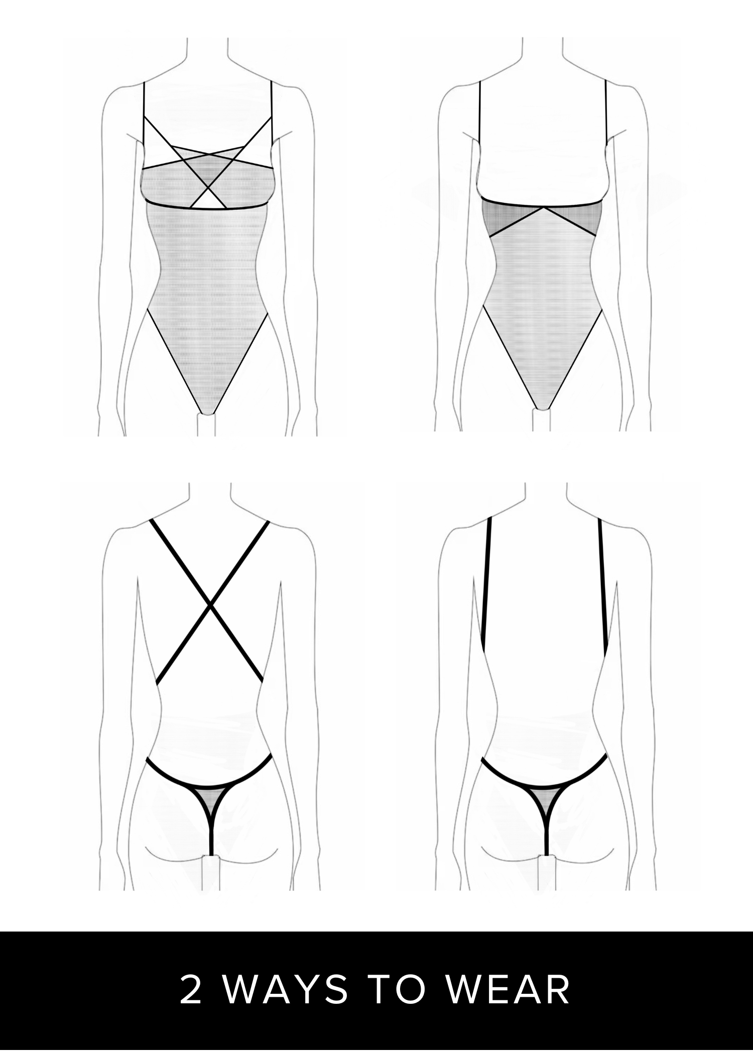 AVAM Sheer Multi Thong Body (Black) | Avec Amour Lingerie