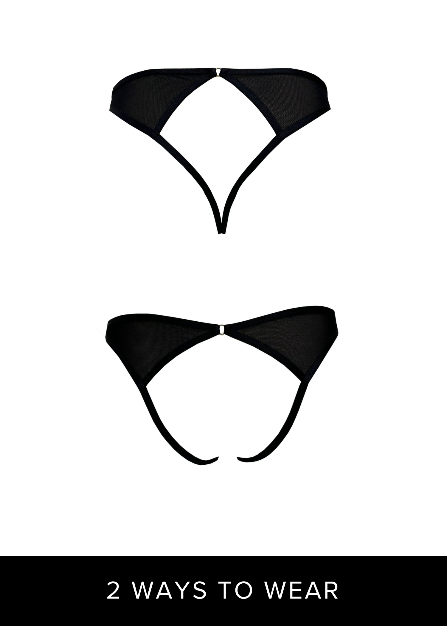 AVAM Sheer Open Panty (Black) | Avec Amour Lingerie