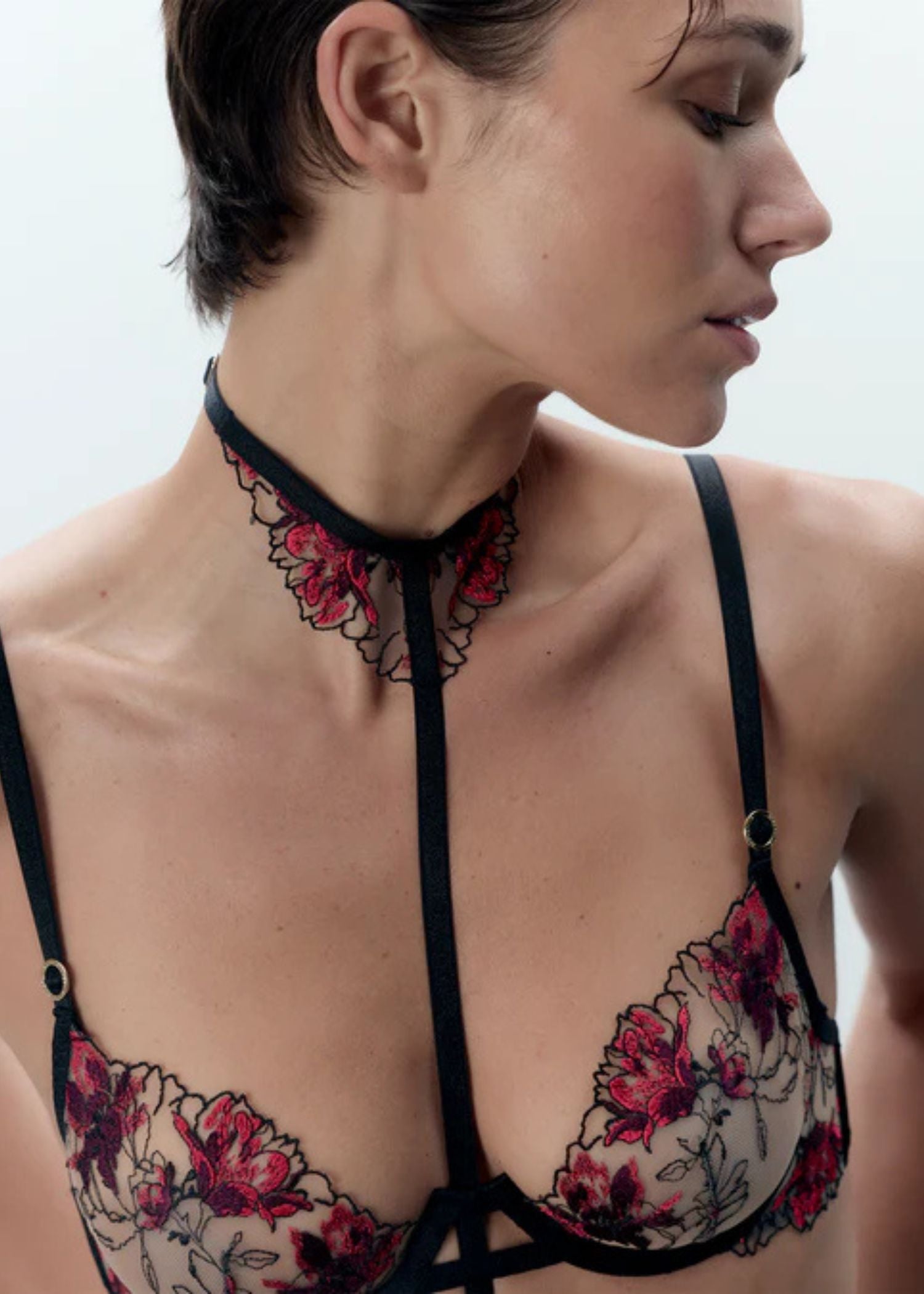 Bluebella Calista Suspender Harness (Black / Cherry Red) | Avec Amour Lingerie