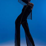 Baed Stories Long Mesh Gloves With Fringe (Black) | Avec Amour