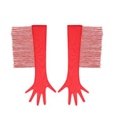 Baed Stories Long Mesh Gloves With Fringe (Red) | Avec Amour Lingerie