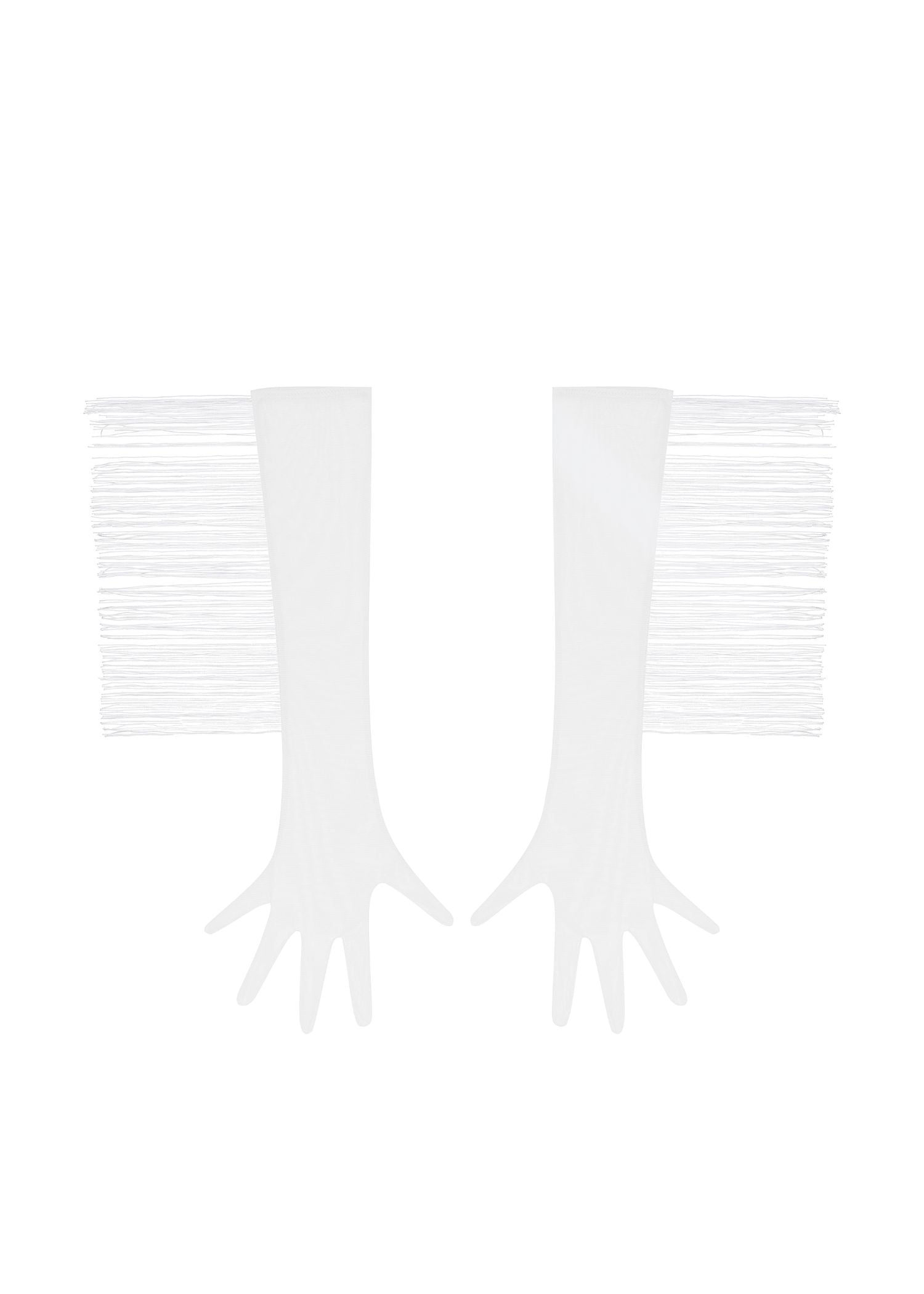 Baed Stories Long Mesh Gloves With Fringe (White) | Avec Amour