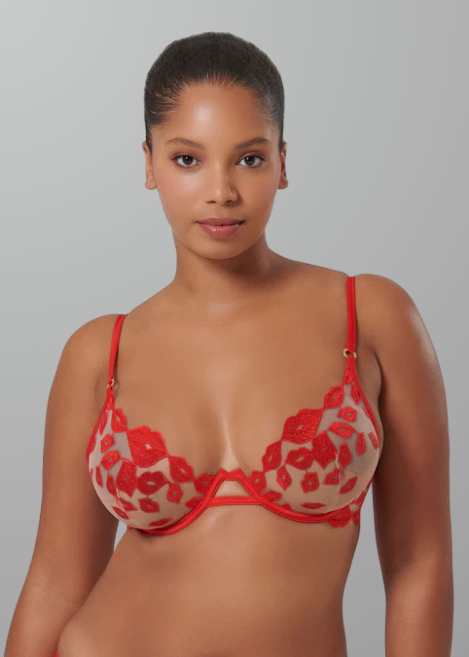 Bluebella MARIAN Wired Bra (Tomato Red/Sheer) | Avec Amour Sexy Lingerie