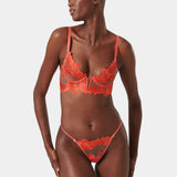 Bluebella Serenity Thong (Hot Coral / Sheer) | Avec Amour Lingerie