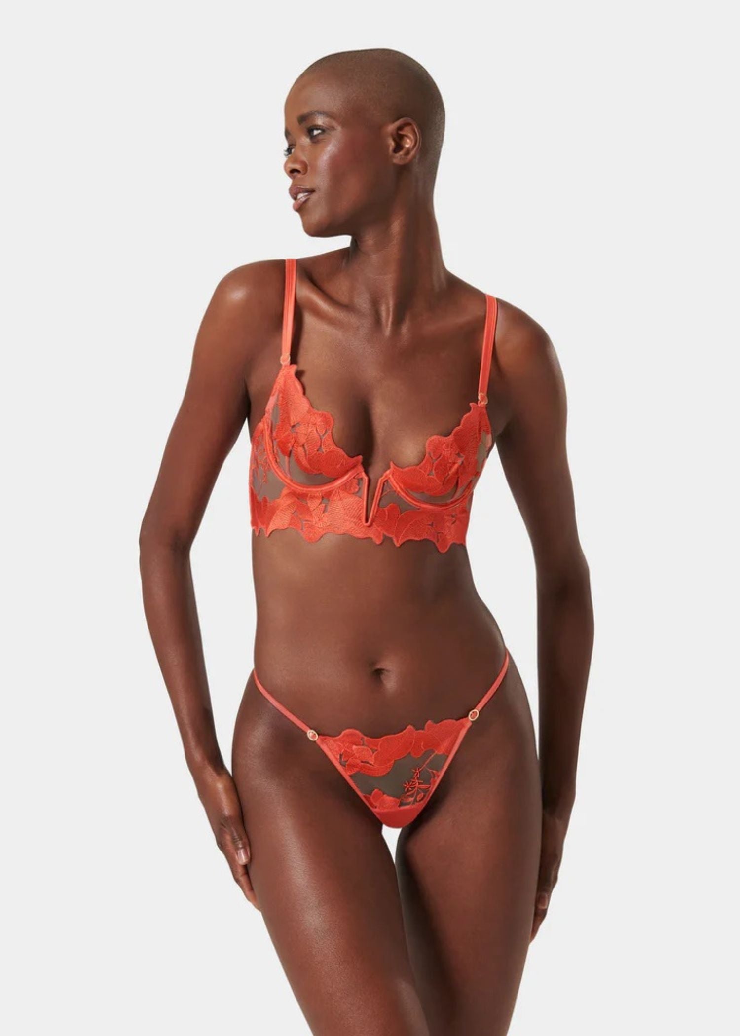 Bluebella Serenity Thong (Hot Coral / Sheer) | Avec Amour Lingerie