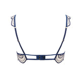 Bluebella Soraya Underwired Embroidery Bra in Navy Blue and Nude Mesh