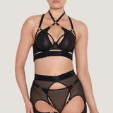 Bordelle Cadi Ouvert Garter Brief (Black) | Avec Amour Luxury Lingerie
