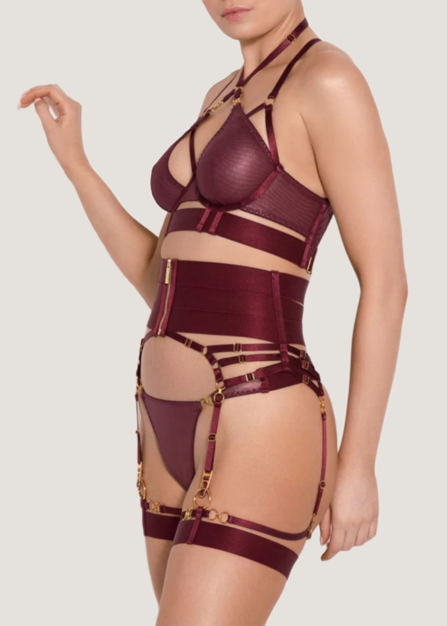 Bordelle Circe Suspender (Morello) | Avec Amour Luxury Lingerie