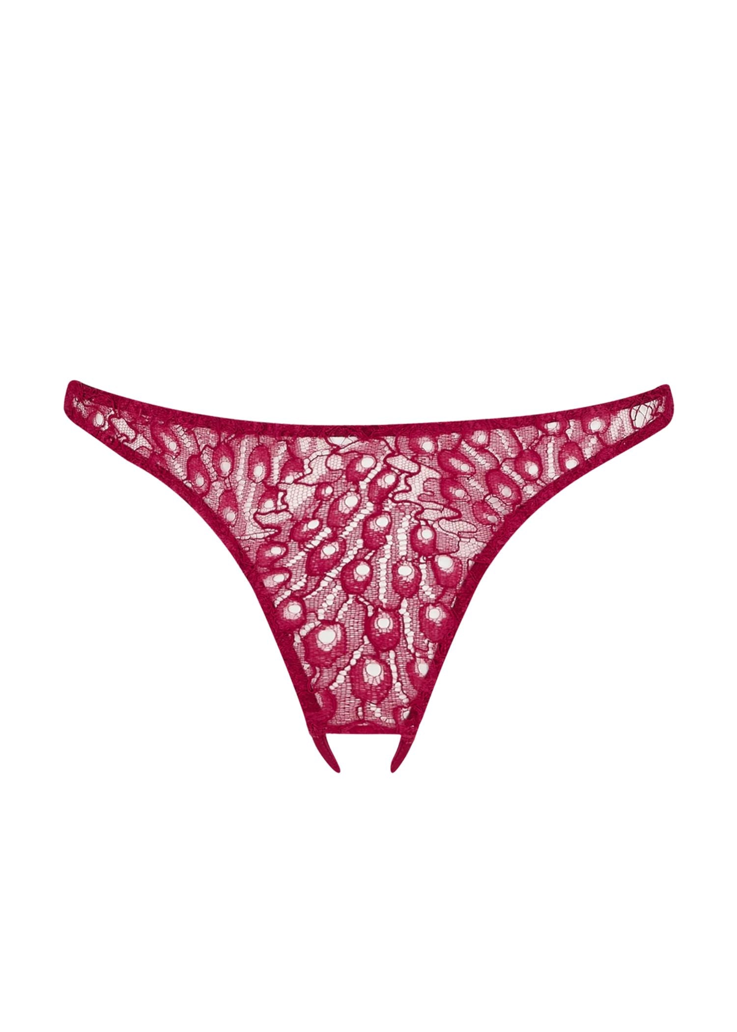 Coco de Mer Astrantia Open Knicker (Crimson) | Avec Amour Lingerie