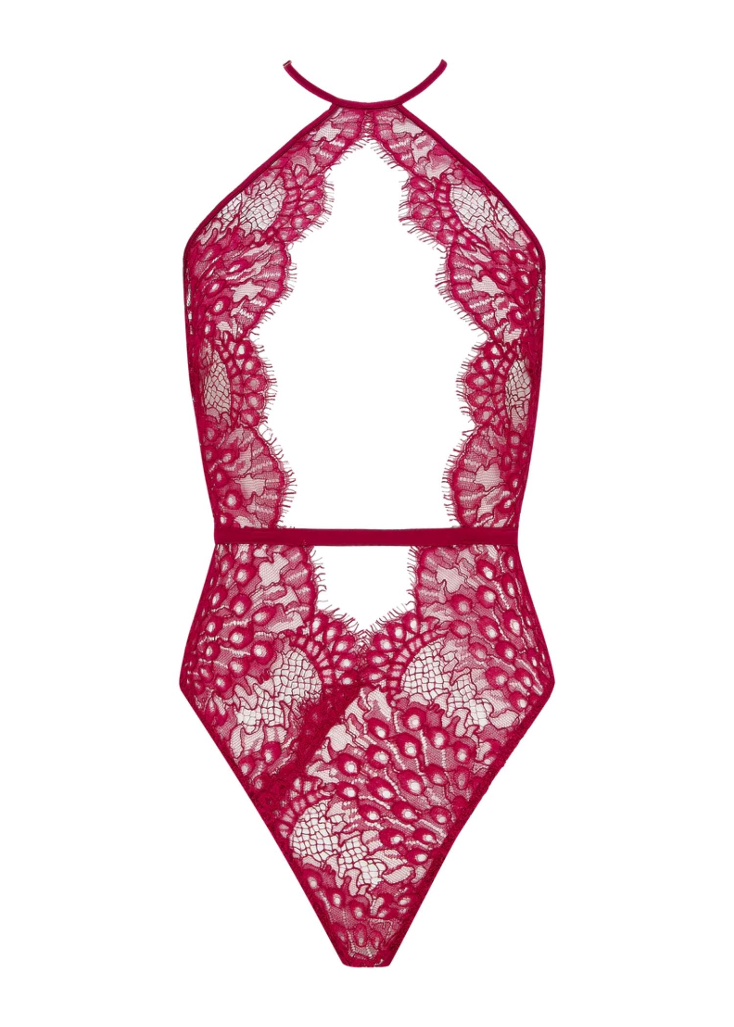 Coco de Mer Astrantia Playsuit (Crimson) | Avec Amour Lingerie
