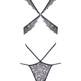 Coco de Mer Odonata Playsuit (Midnight Blue) | Avec Amour Luxury Sexy Lingerie