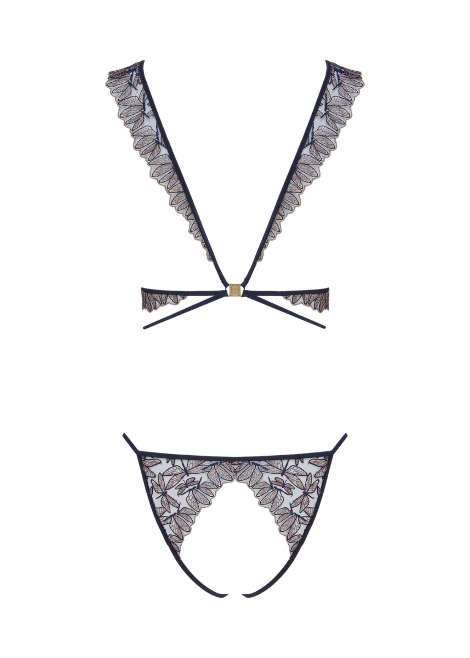 Coco de Mer Odonata Playsuit (Midnight Blue) | Avec Amour Luxury Sexy Lingerie