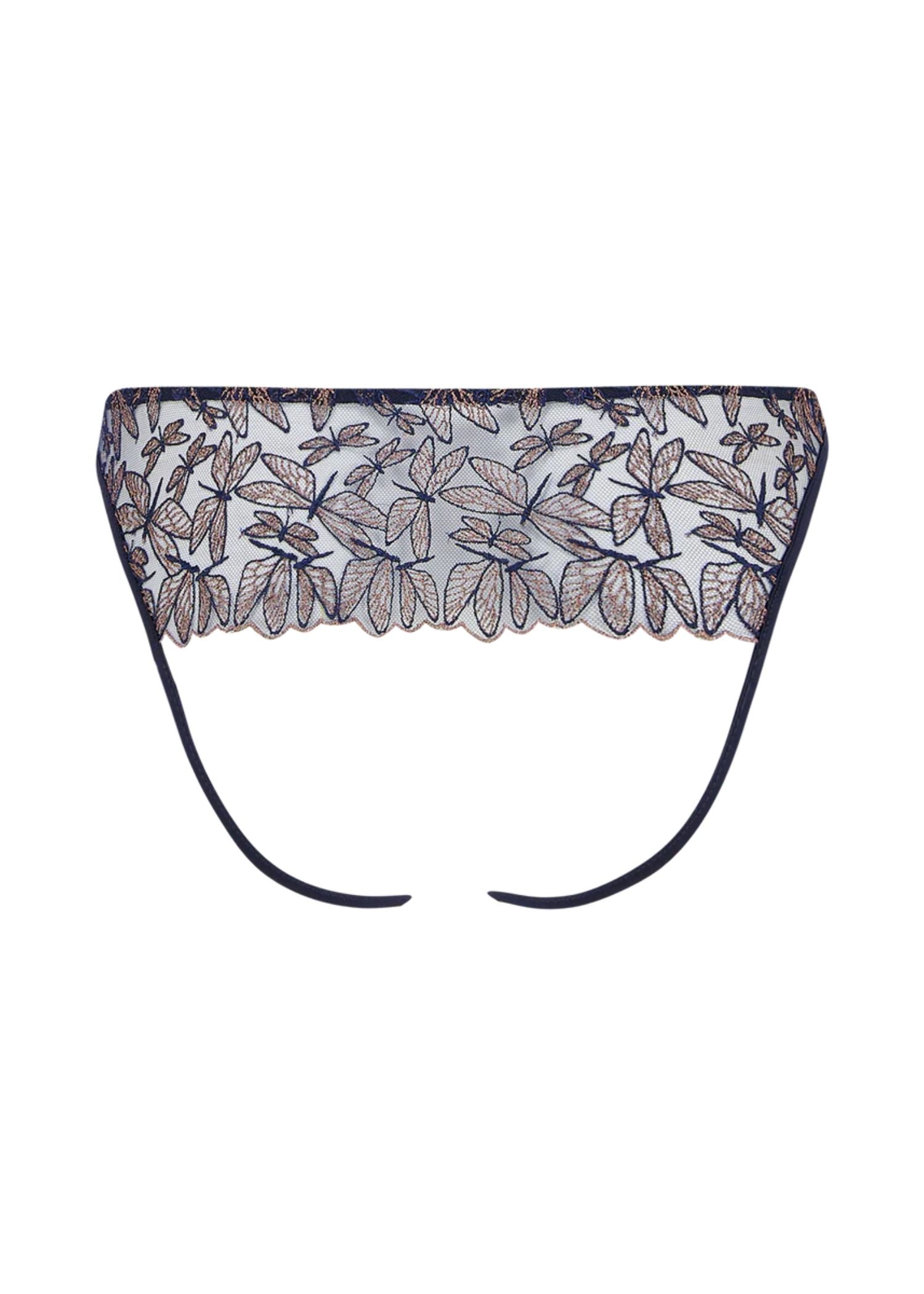 Coco de Mer Odonata Open Knicker (Midnight Blue) | Avec Amour Luxury Sexy Lingerie