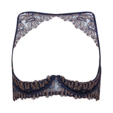 Coco de Mer Odonata Quarter Cup Bra (Midnight Blue) | Avec Amour Luxury Sexy Lingerie