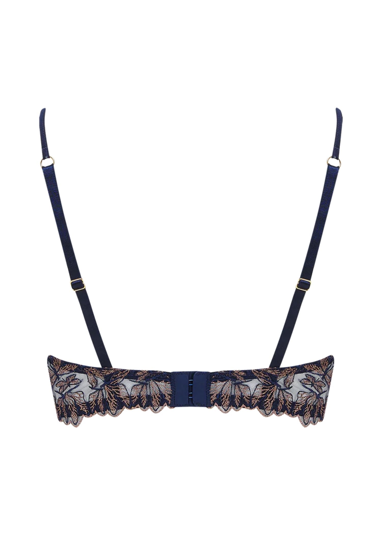 Coco de Mer Odonata Quarter Cup Bra (Midnight Blue) | Avec Amour Luxury Sexy Lingerie