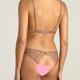 Coco de Mer Paeonia Triangle Open Bra - Taupe Lace - Cupless Bralette | Avec Amour Sexy Lingerie