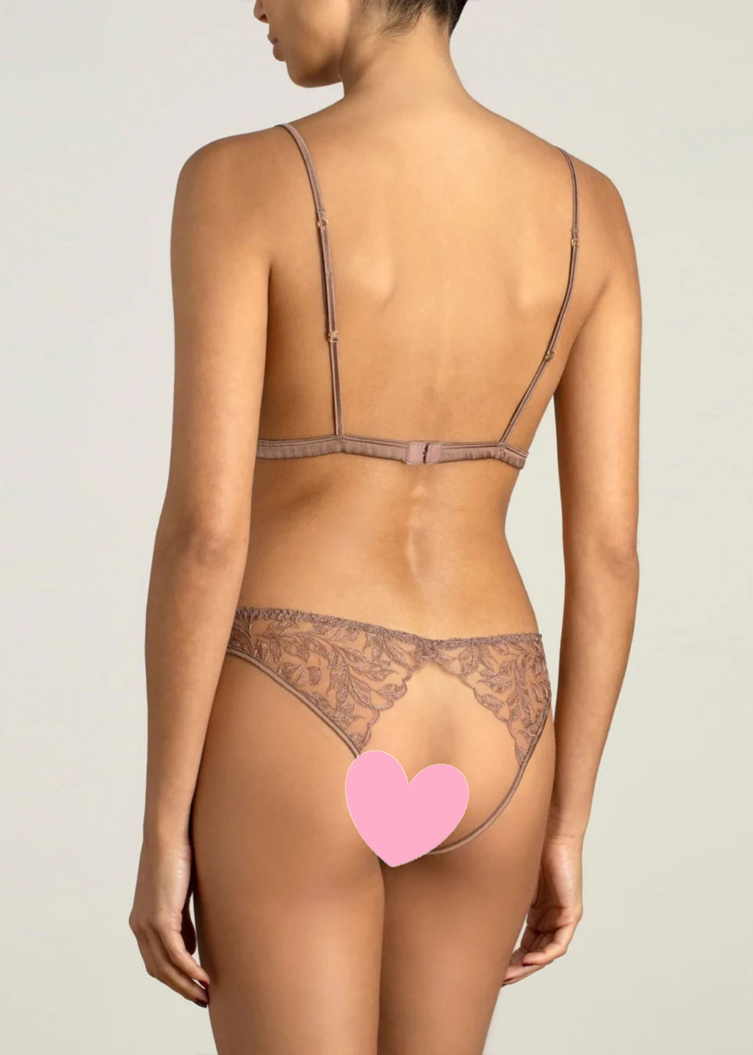 Coco de Mer Paeonia Triangle Open Bra - Taupe Lace - Cupless Bralette | Avec Amour Sexy Lingerie