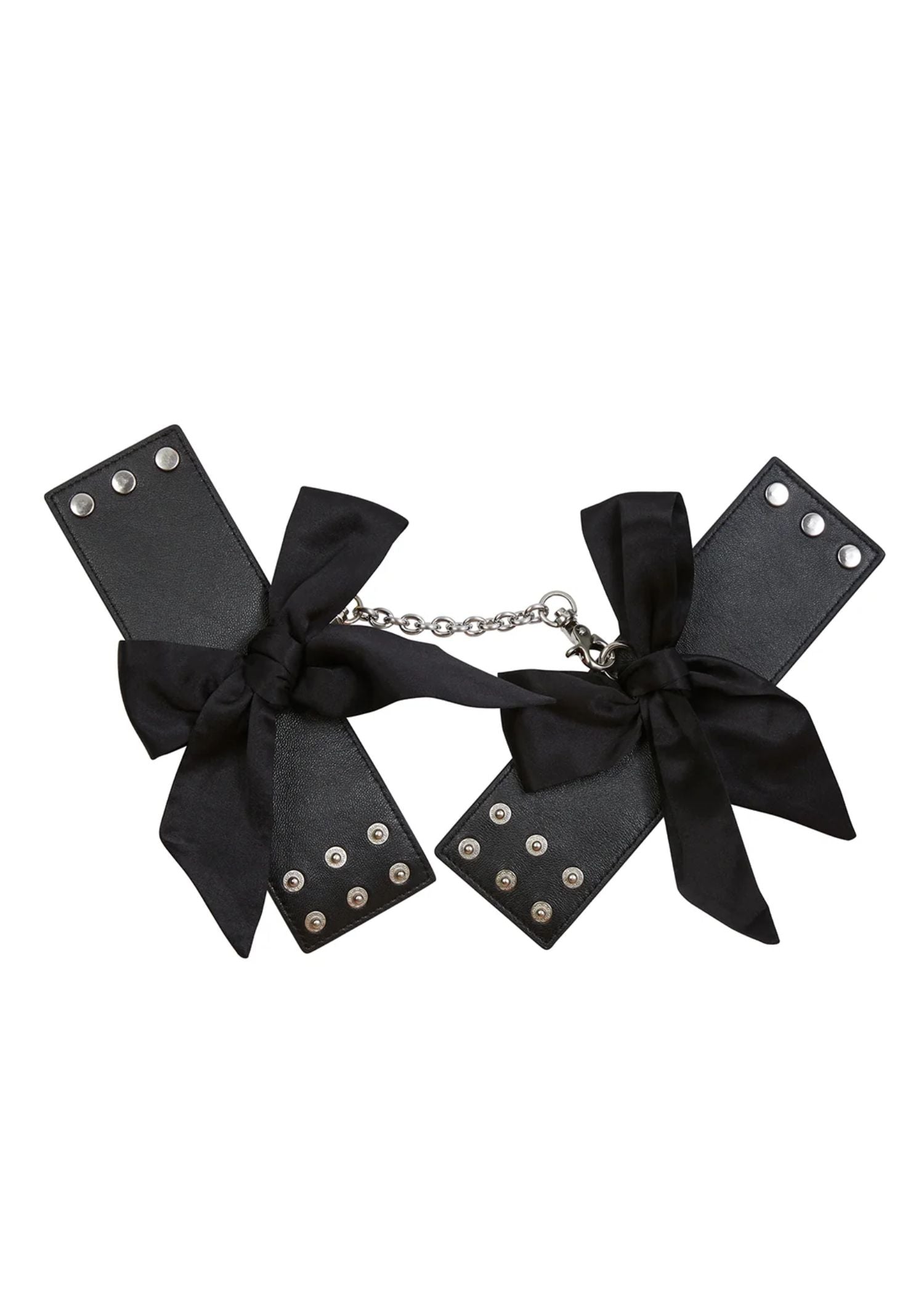 Fleur Du Mal Cuffs with Silk Bows (Black) | Avec Amour Lingerie