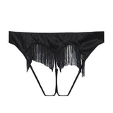Fleur Du Mal Fringe Heart Shaped Ouvert Panty (Black) | Avec Amour Lingerie