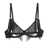 Fleur Du Mal Fringe Ouvert Bra (Black) | Avec Amour Lingerie