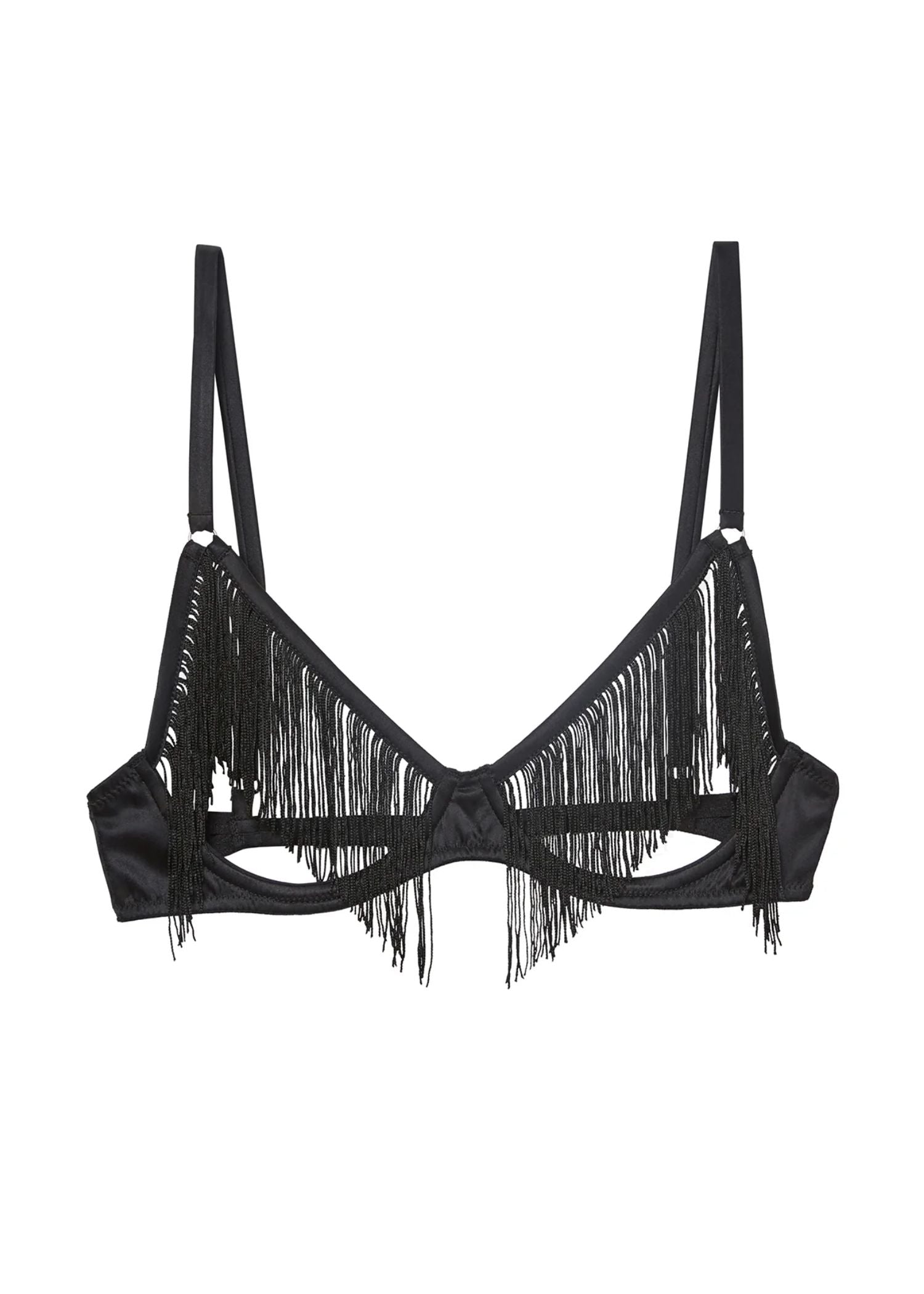 Fleur Du Mal Fringe Ouvert Bra (Black) | Avec Amour Lingerie