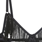 Fleur Du Mal Fringe Ouvert Bra (Black) | Avec Amour Lingerie