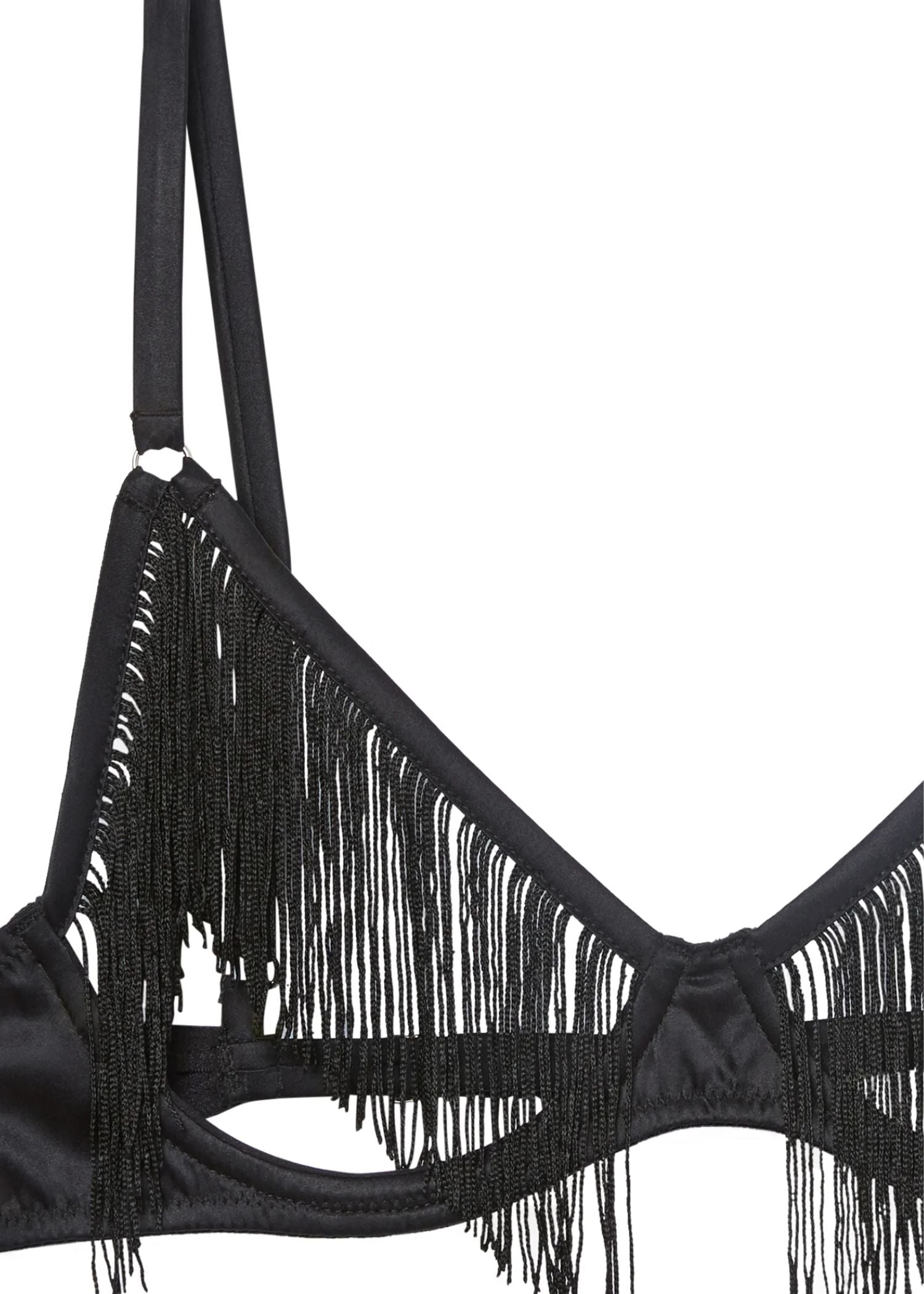 Fleur Du Mal Fringe Ouvert Bra (Black) | Avec Amour Lingerie