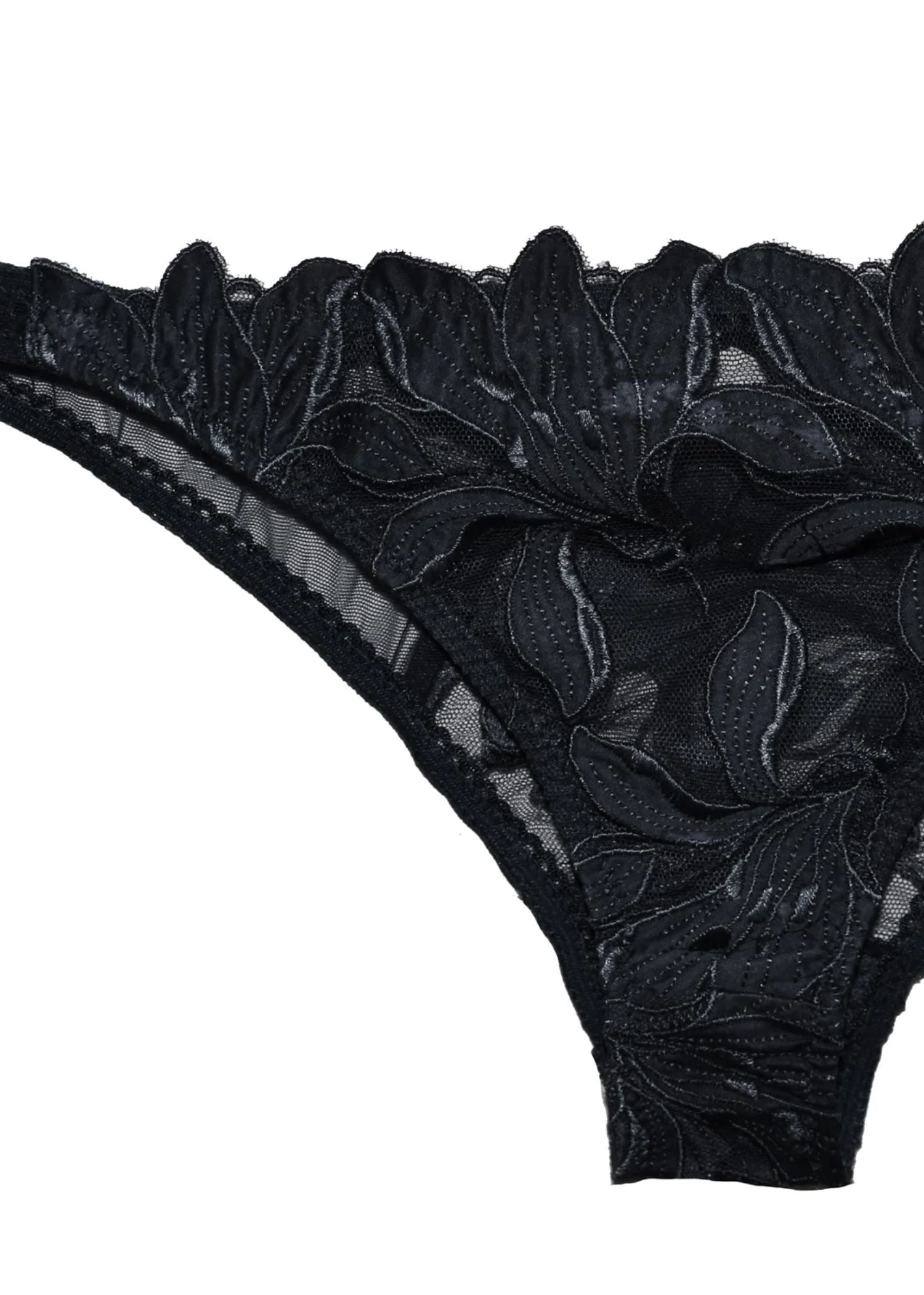 Fleur Du Mal Lily Lace Cheeky Brief (Black) | Avec Amour Lingerie
