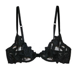 Fleur Du Mal Lily Lace Plunge Demi Bra (Black) | Avec Amour Lingerie