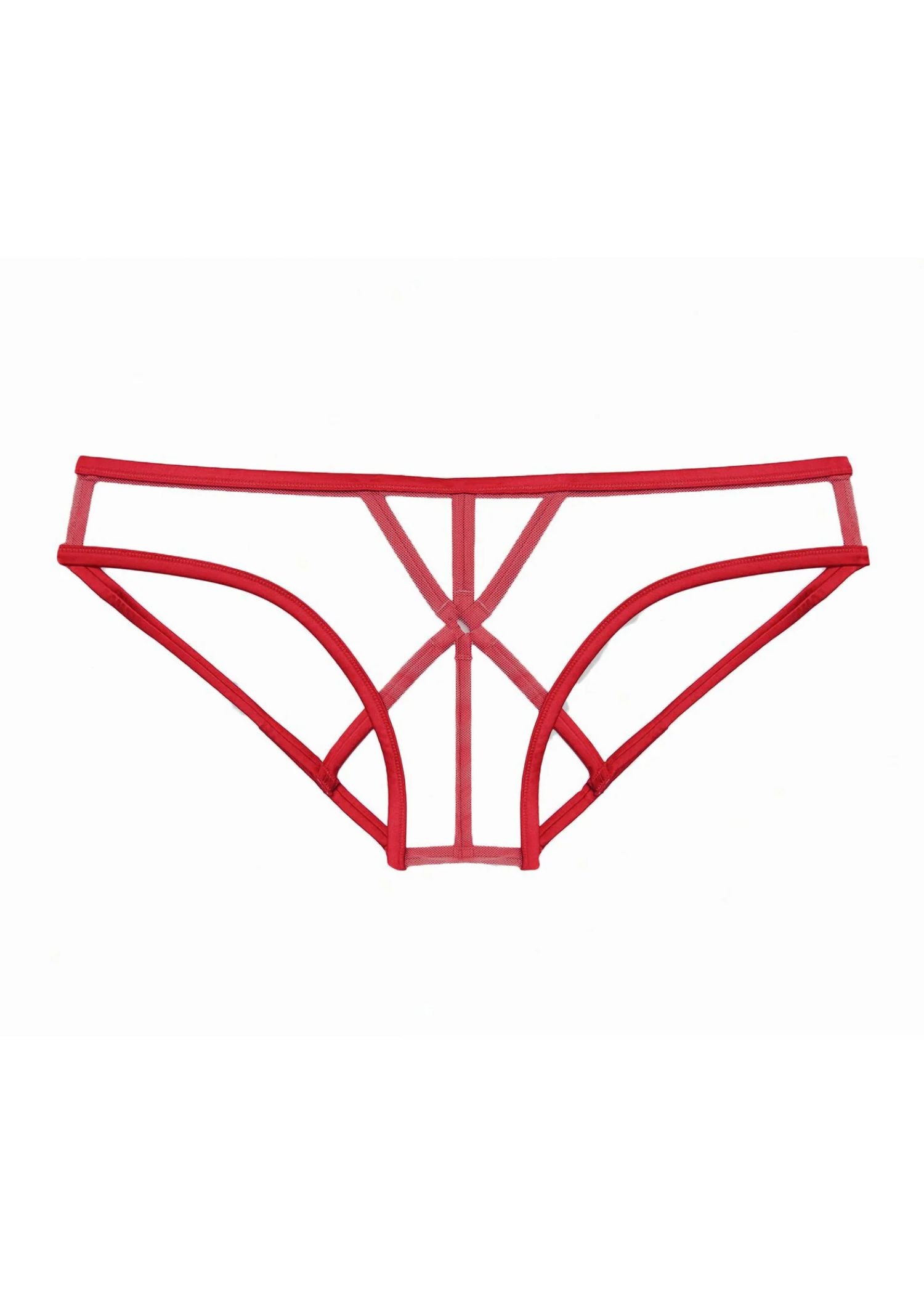 Fleur Du Mal Luxe Strappy Bondage Panty (Rouge) | Avec Amour Lingerie