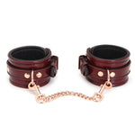 Liebe Seele Wine Red Leather Ankle Cuffs | Avec Amour Lingerie