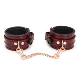 Liebe Seele Wine Red Leather Ankle Cuffs | Avec Amour Lingerie