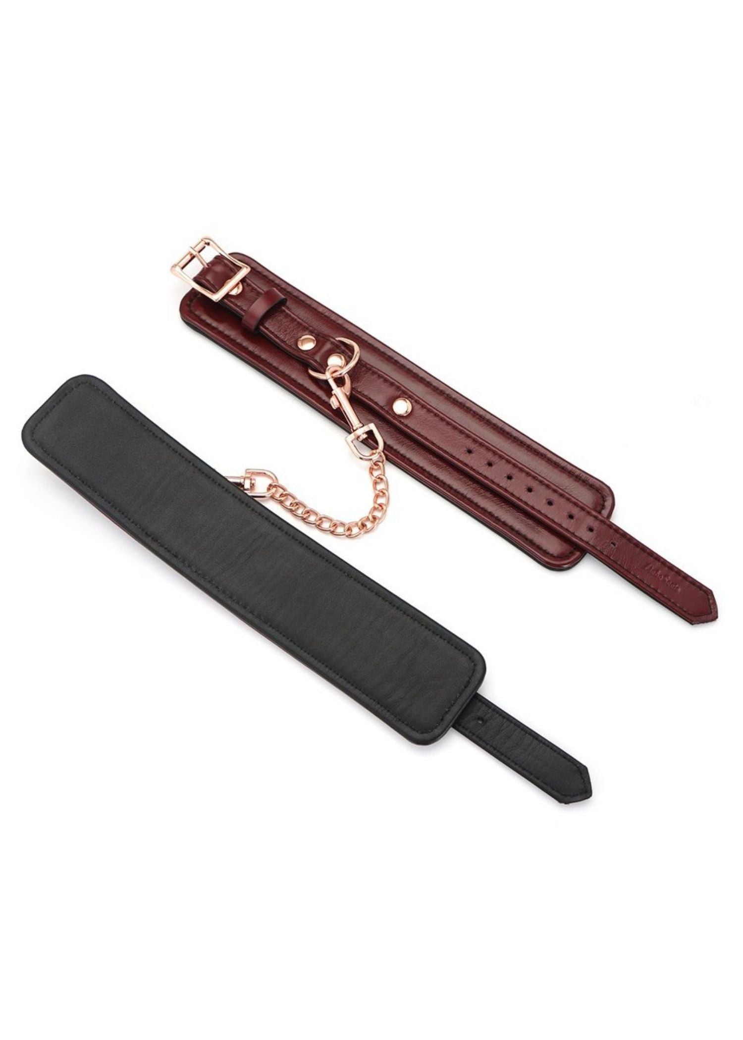 Liebe Seele Wine Red Leather Ankle Cuffs | Avec Amour Lingerie