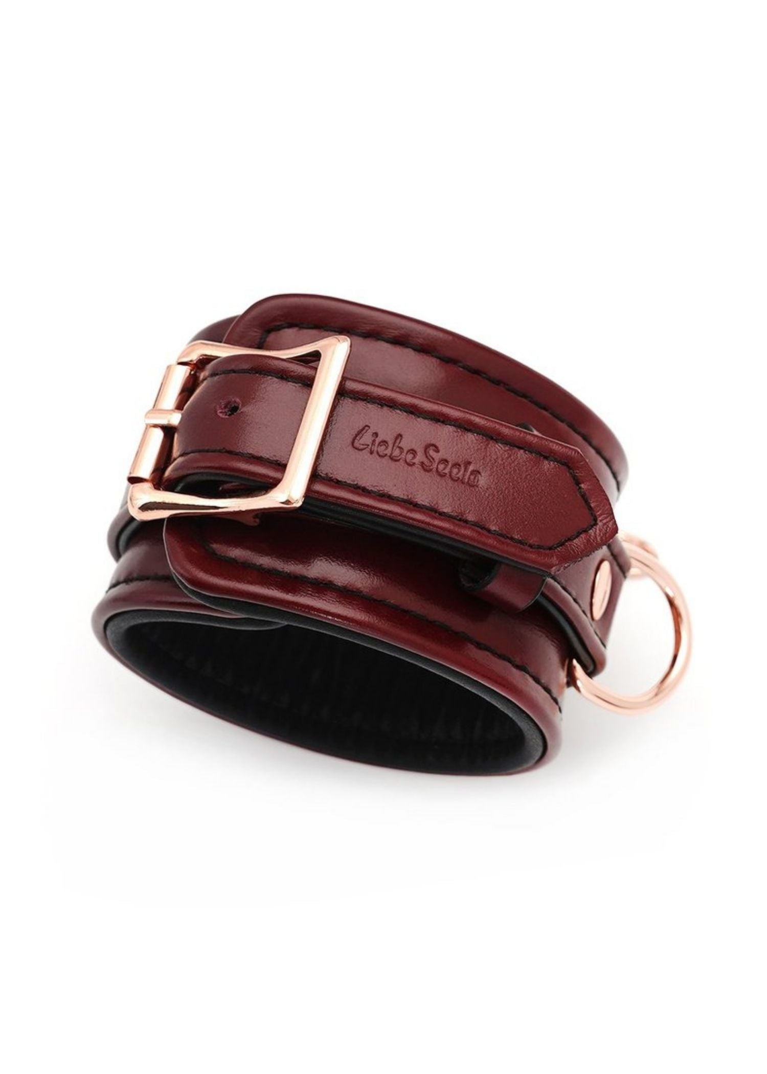 Liebe Seele Wine Red Leather Ankle Cuffs | Avec Amour Lingerie