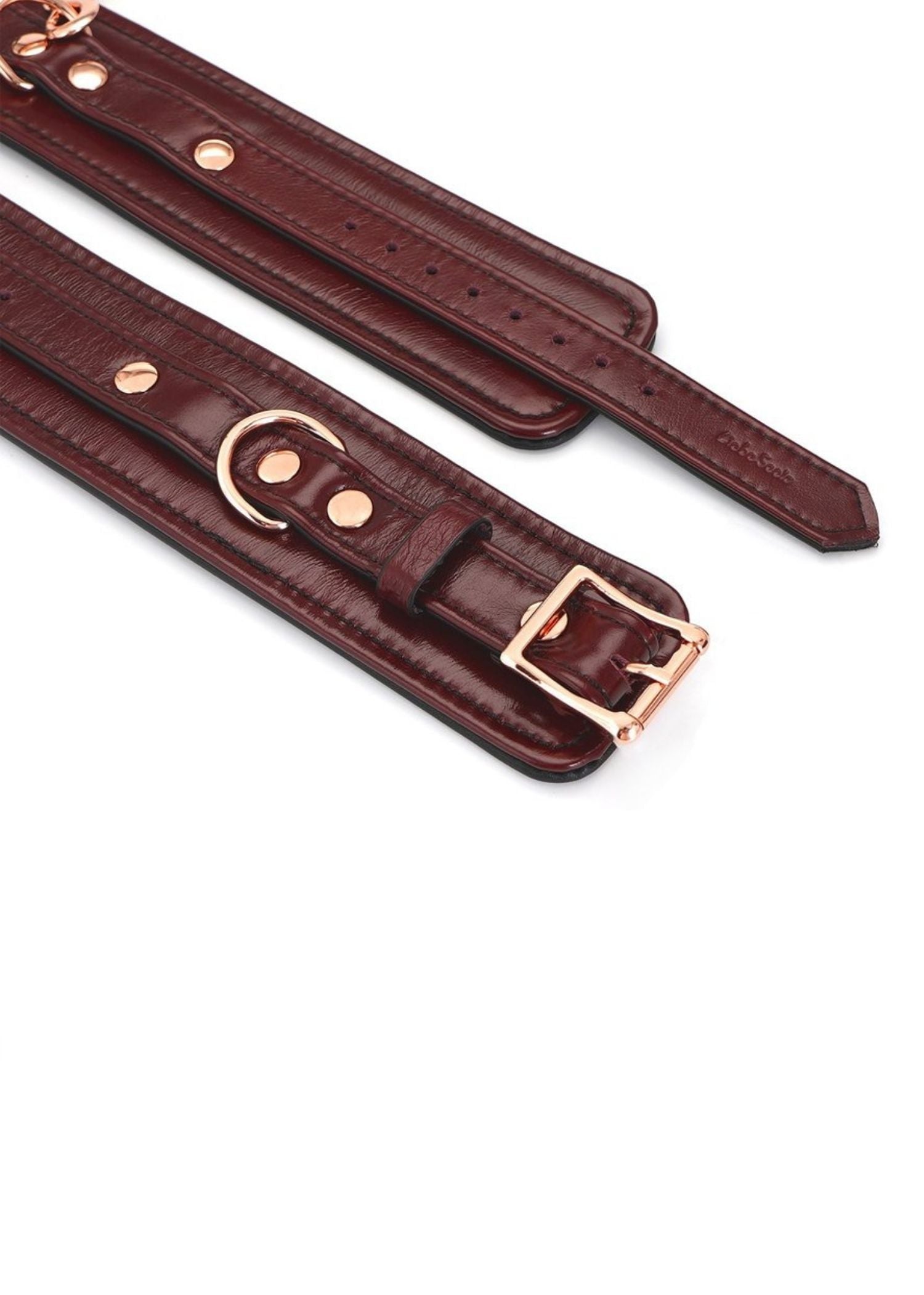 Liebe Seele Wine Red Leather Ankle Cuffs | Avec Amour Lingerie
