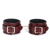 Liebe Seele Wine Red Leather Ankle Cuffs | Avec Amour Lingerie