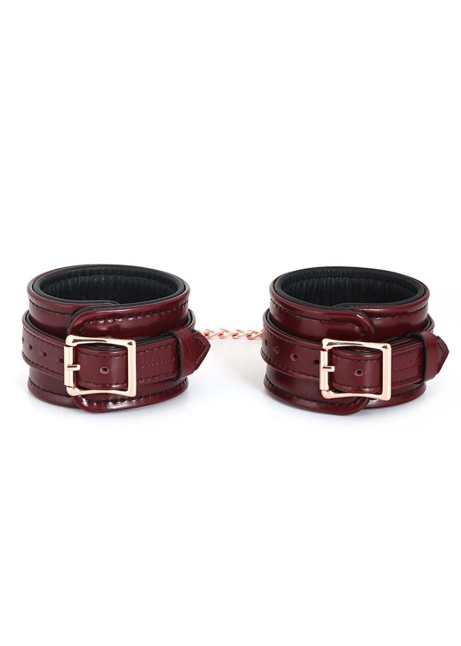 Liebe Seele Wine Red Leather Ankle Cuffs | Avec Amour Lingerie