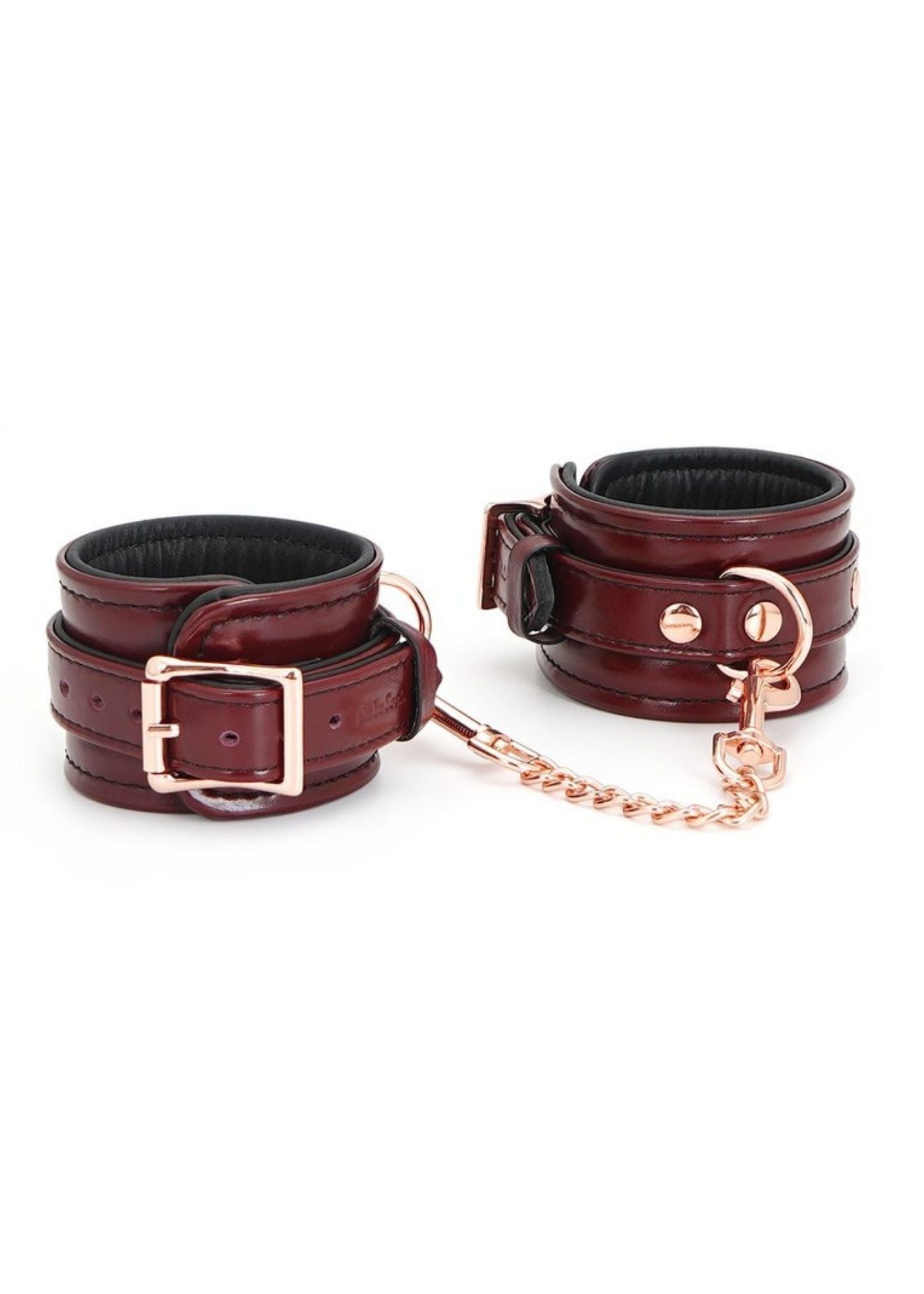 Liebe Seele Wine Red Leather Cuffs | Avec Amour Lingerie