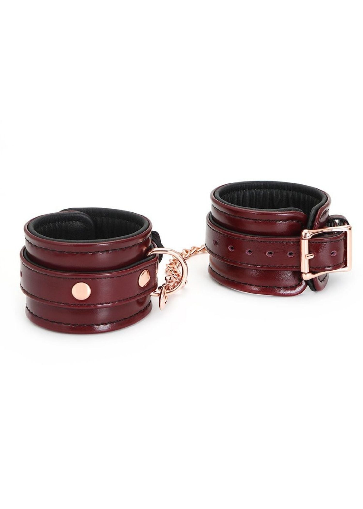Liebe Seele Wine Red Leather Cuffs | Avec Amour Lingerie