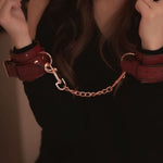 Liebe Seele Wine Red Leather Cuffs | Avec Amour Lingerie