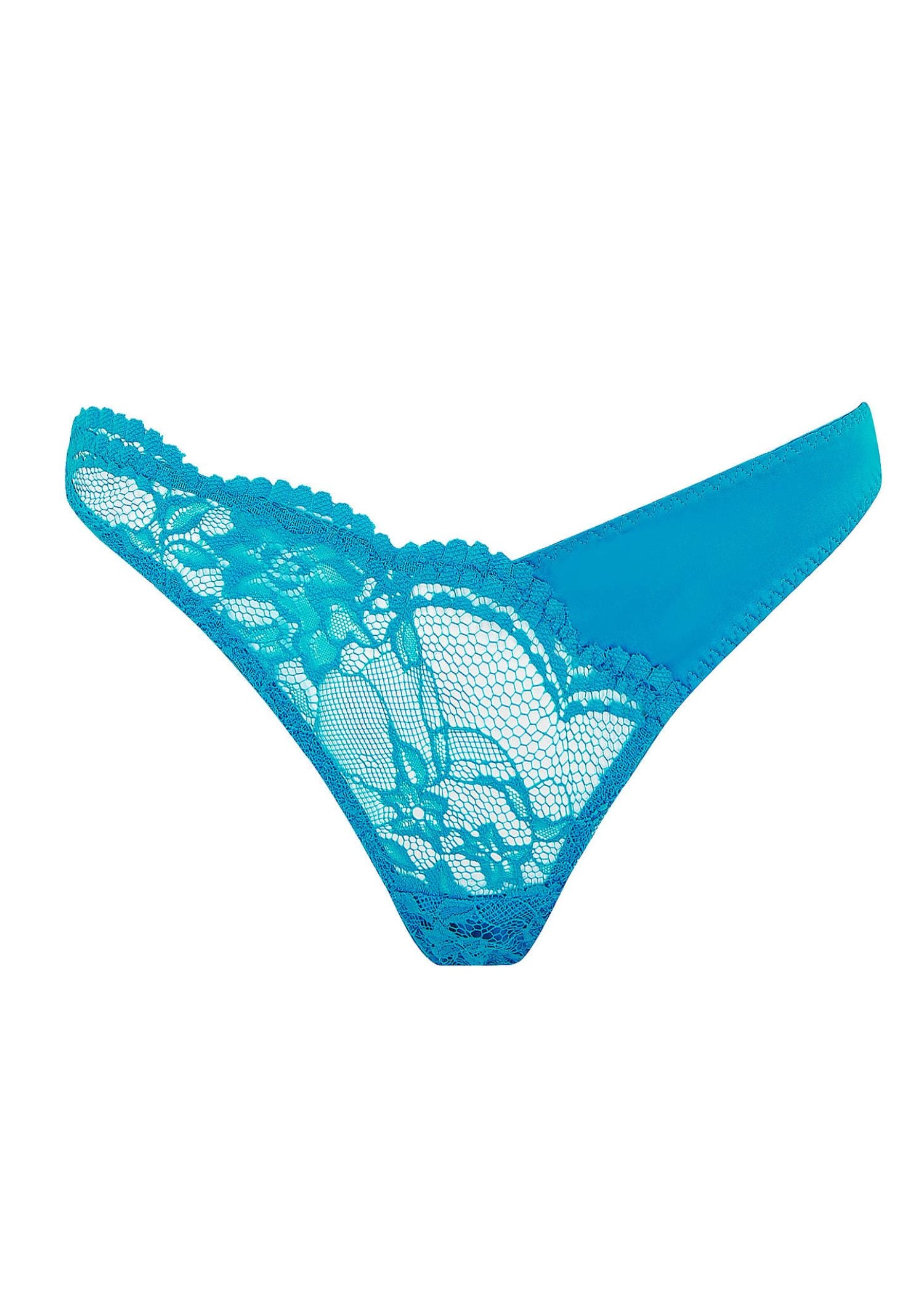 Muse by Coco de Mer Elise Thong (Turquoise) | Avec Amour Luxury Lingerie