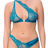 Muse by Coco de Mer Elise Thong (Turquoise) | Avec Amour Luxury Lingerie