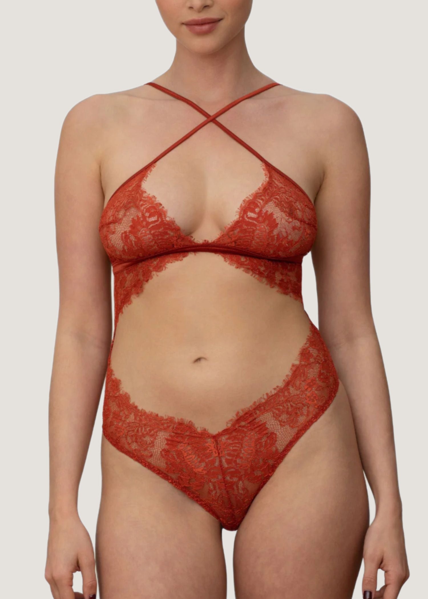 Muse by Coco de Mer Valerie Bodysuit (Amber) | Avec Amour Lingerie