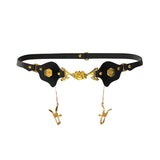 UPKO Mystic Bond Collection Leather Belt with Labia Clamps | Avec Amour Lingerie