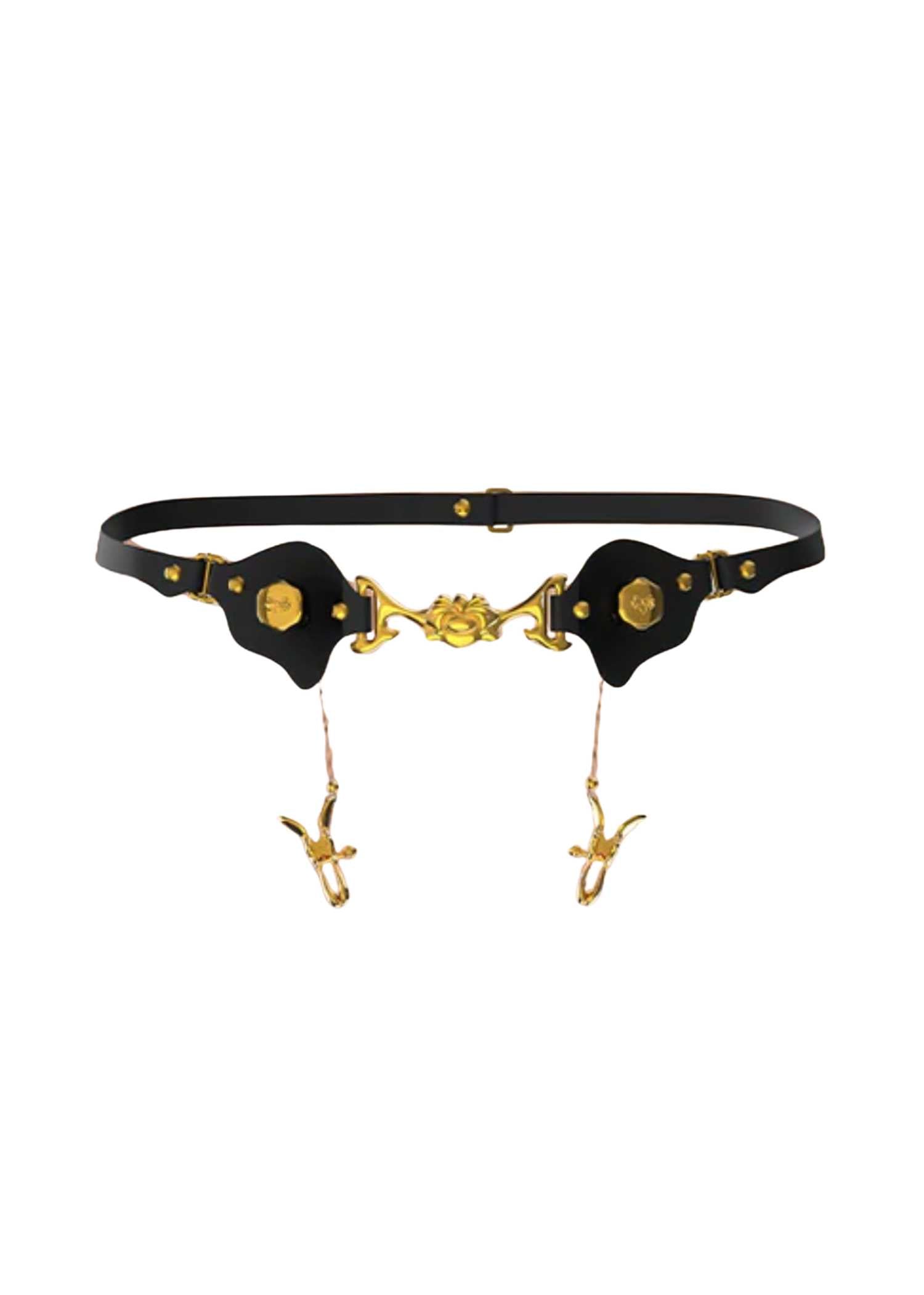 UPKO Mystic Bond Collection Leather Belt with Labia Clamps | Avec Amour Lingerie