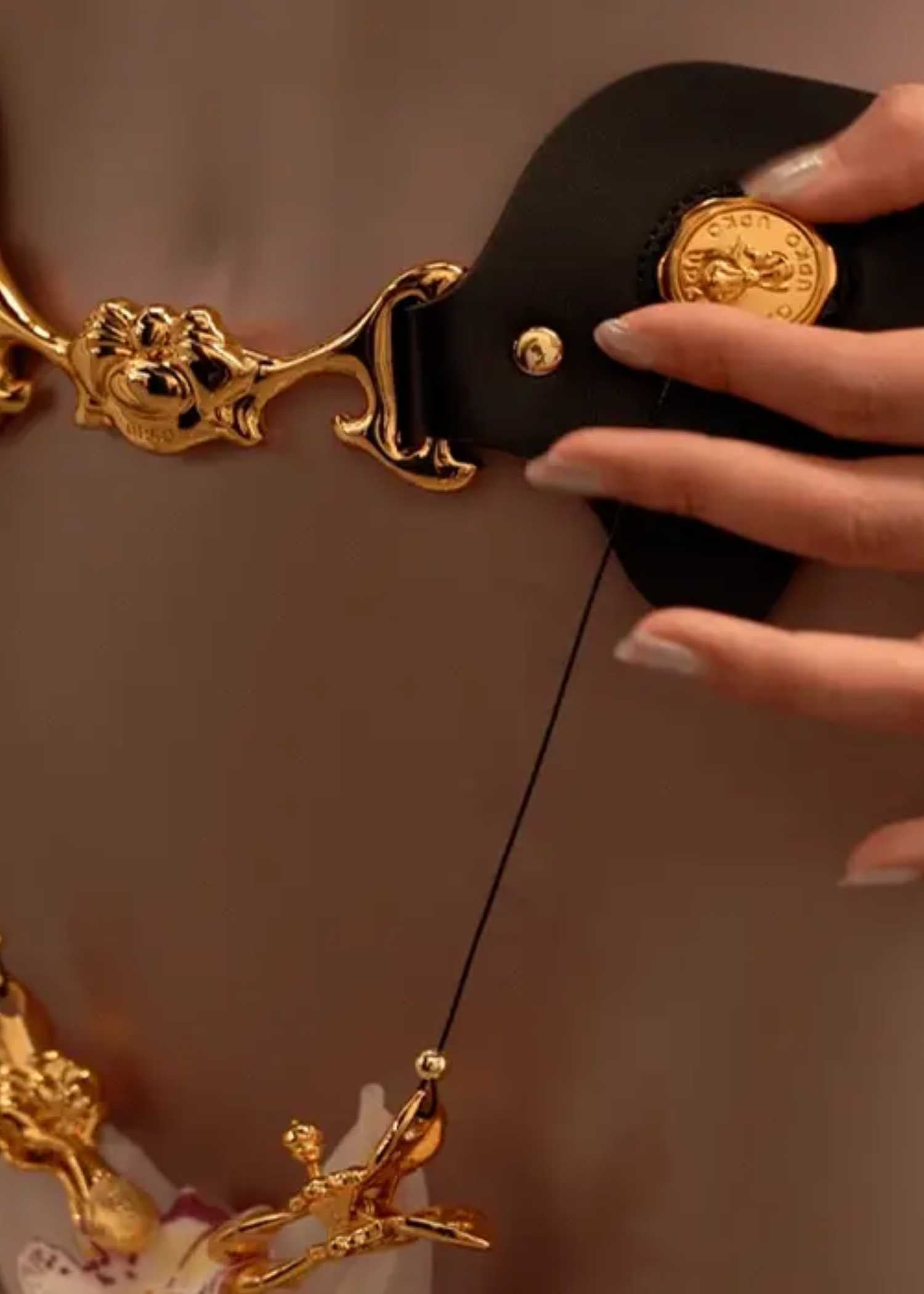 UPKO Mystic Bond Collection Leather Belt with Labia Clamps | Avec Amour Lingerie