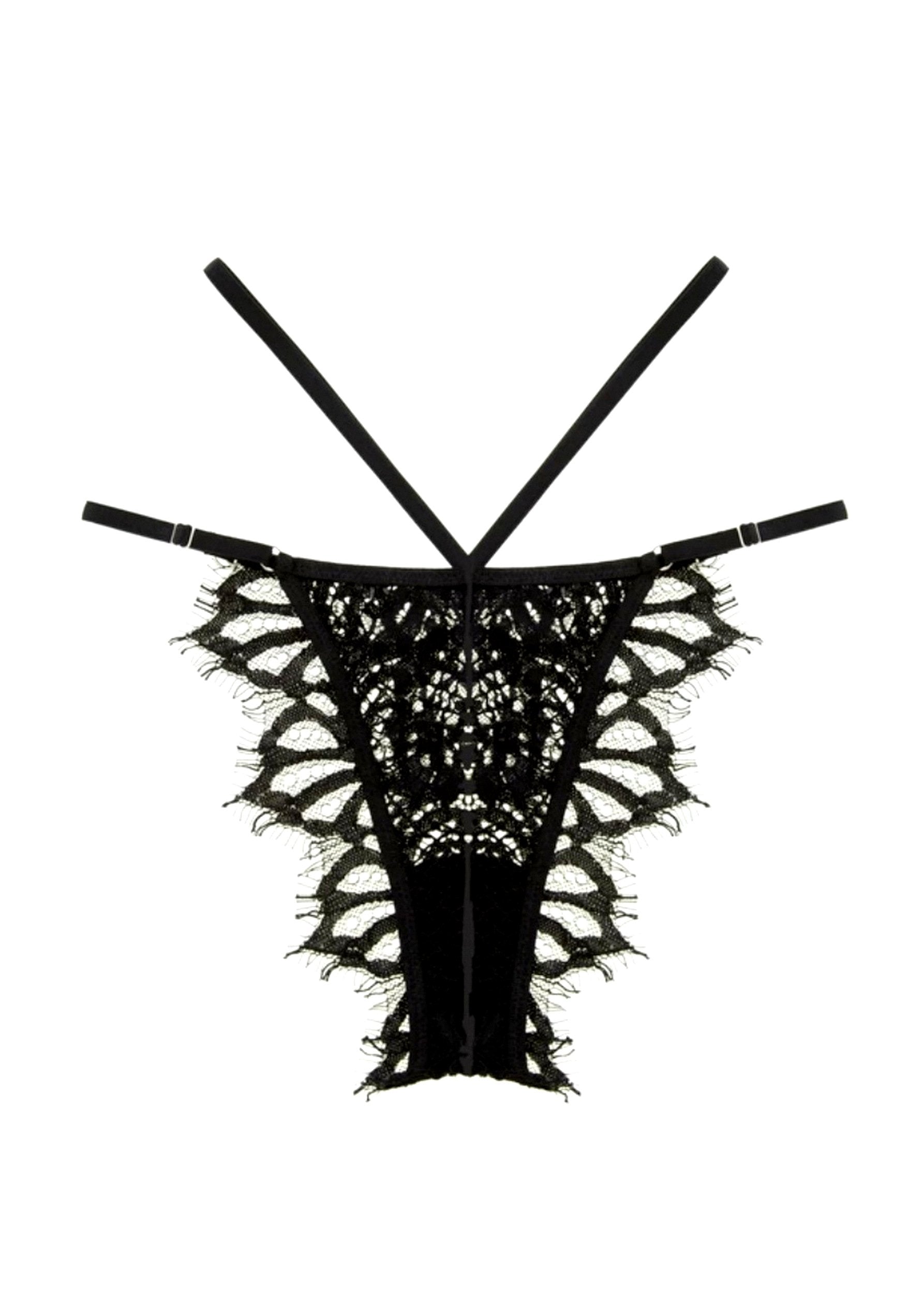 God Save Queens Valentina Lace Knicker Black | Luxury Lingerie